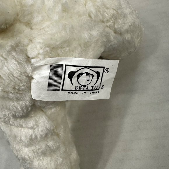 Beta Toys White Teddy Bear Plush 8 Inches Tall Stuffed Animal Pink Ribbon New - Picture 8 of 12